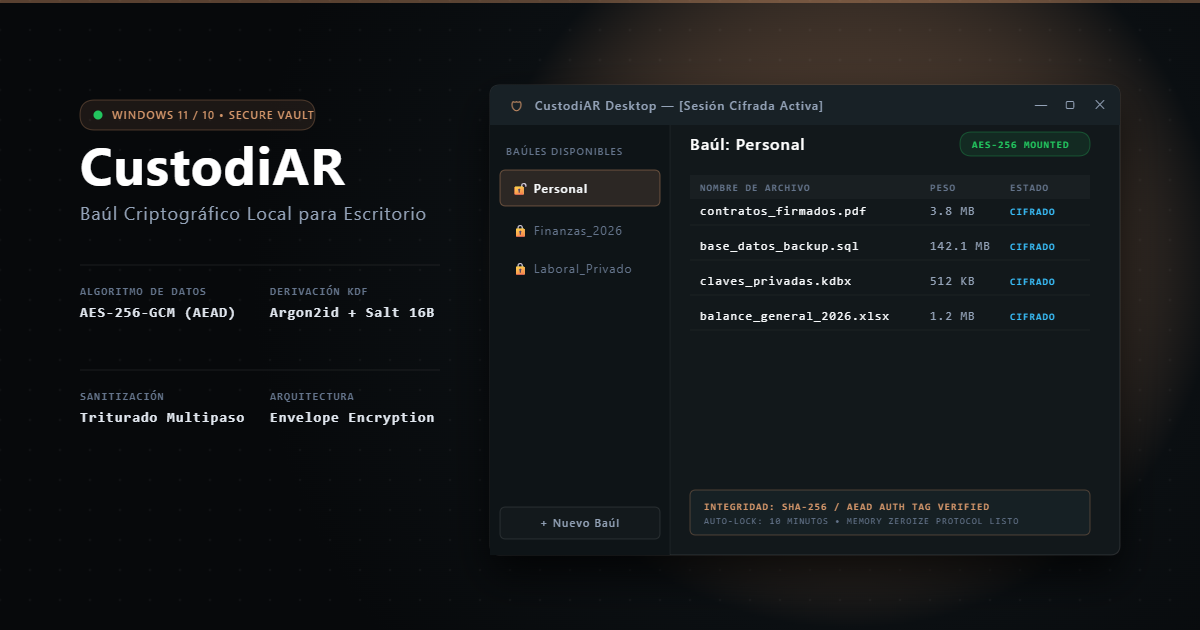 CustodiAR - Captura y portada del software de escritorio